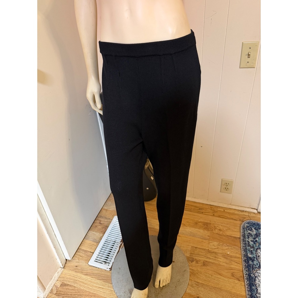 St. John Collection Marie Gray Black Santana Knit Straight Leg Pants Size 6